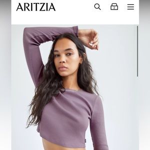 Aritzia TNA ribbed crop long sleeve in GREY